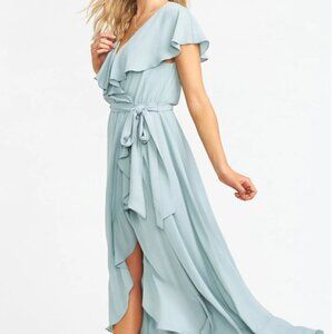 Show Me Your MuMu Jess Women's Small Chiffon Midi Dress Ruffles Feminine Flirty